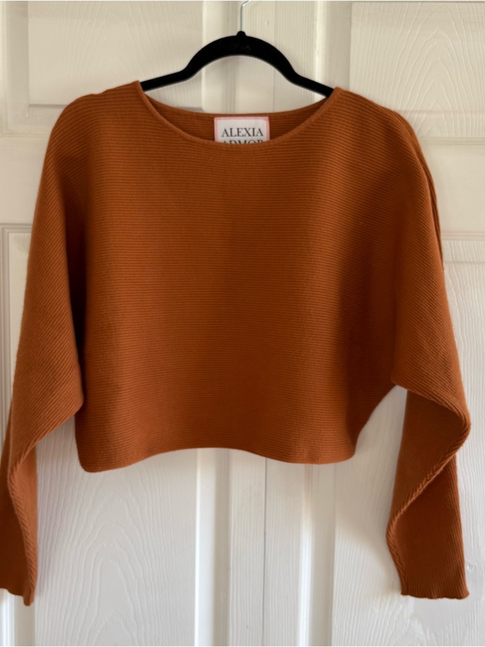 Alexia Admor Ribbed Knit Dolman Sleeve Top Camel Brown S Career Sweater Academia